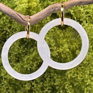 Beautiful Icy Burmese Jadeite Hoop Earrings *Certified Grade A